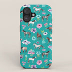 Horses and Flowers, Turquoise, Horse Decor, Horse Art, Western Decor iPhone Case Gallery Image 1