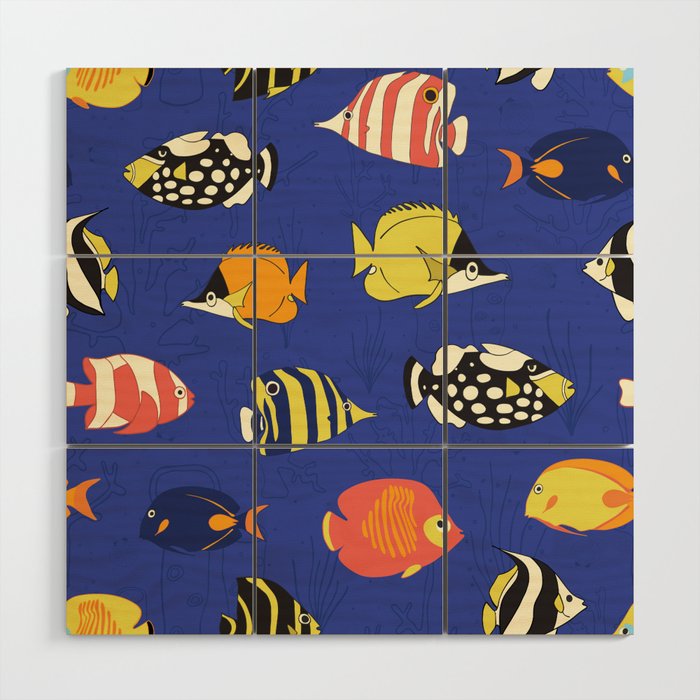 Exotic School Of Reef Fish Wood Wall Art Gallery Image 1