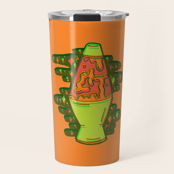 Lit lava lamp in orange in 3D Travel Mug Gallery Image 1
