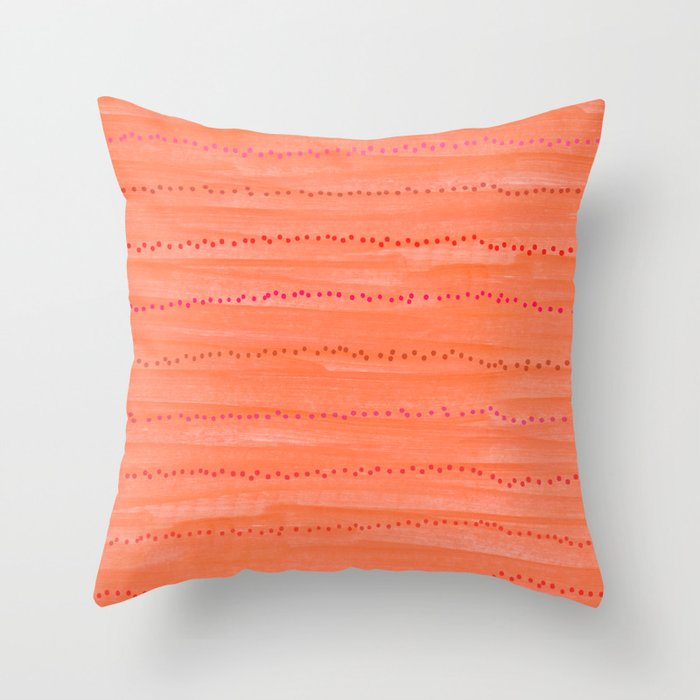 Minimal Doodle Dots in Chili Red Throw Pillow Gallery Image 1