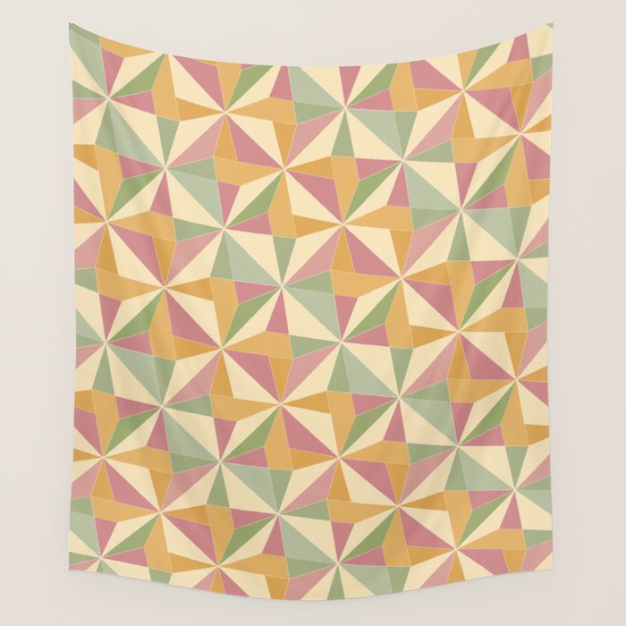 Kaleidoscope Tile Pattern XIII Neutral Earthy Pastel Wall Tapestry Gallery Image 4