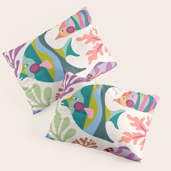Tropical Fish and Coral Pattern Pillow Sham Gallery Image 3