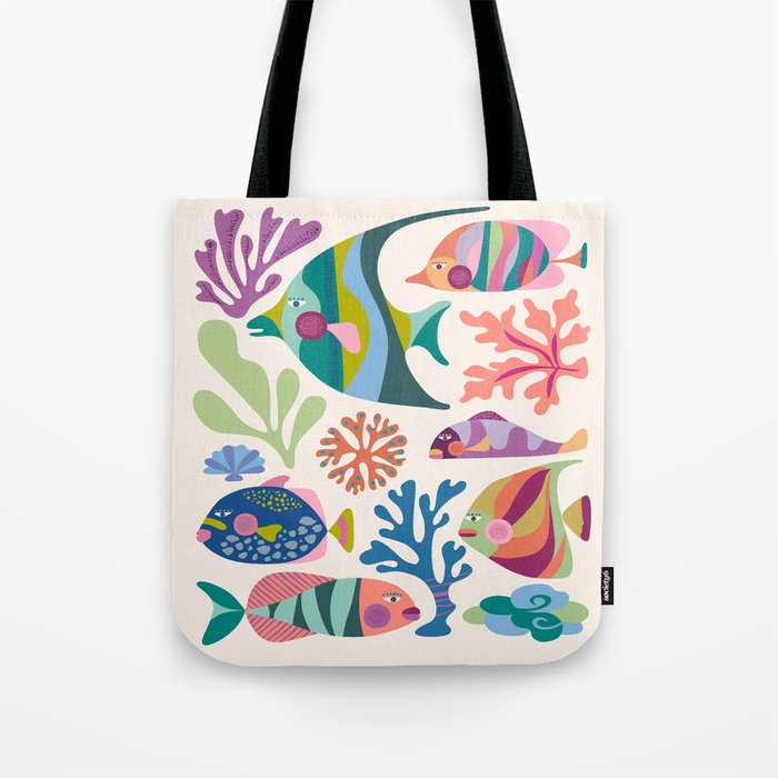 Tropical Fish and Coral Pattern Tote Bag Gallery Image 1