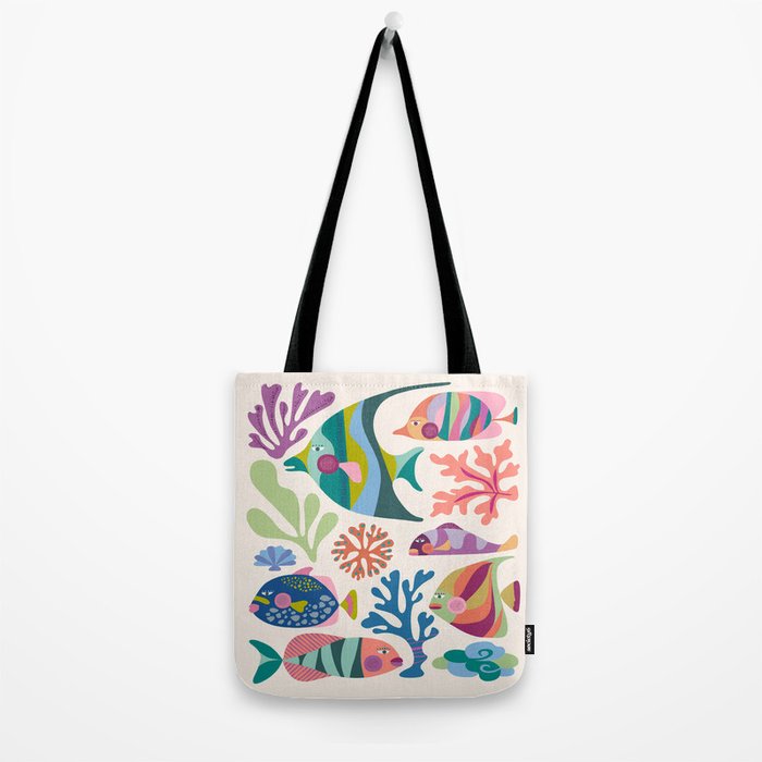 Tropical Fish and Coral Pattern Tote Bag Gallery Image 2