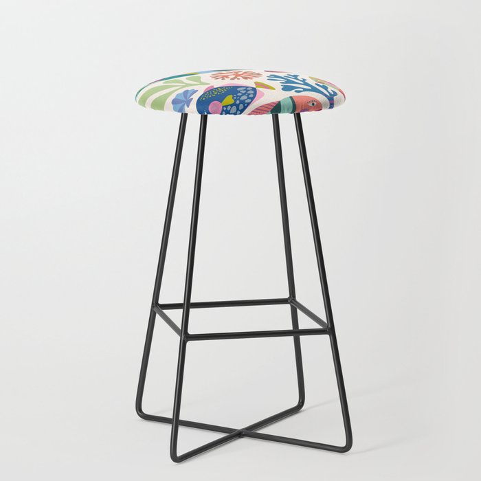 Tropical Fish and Coral Pattern Stool Gallery Image 1