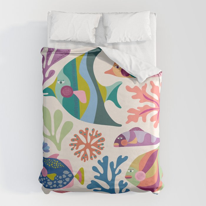 Tropical Fish and Coral Pattern Duvet Cover Gallery Image 1