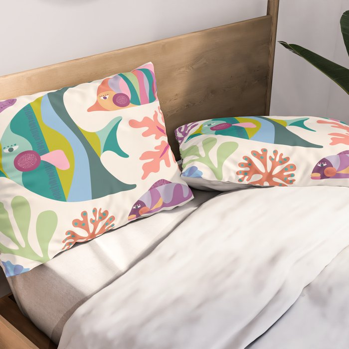 Tropical Fish and Coral Pattern Pillow Sham Gallery Image 2