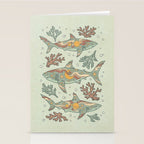Midnight Swim | Dusty Sunset Palette | Ocean Shark Art Stationery Card Gallery Image 2