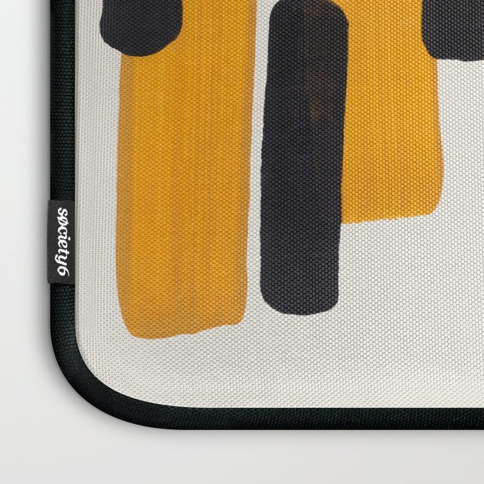 Mid Century Modern Abstract Painting Antique Yellow Black Bumble Bee Stripes Laptop Sleeve Gallery Image 3