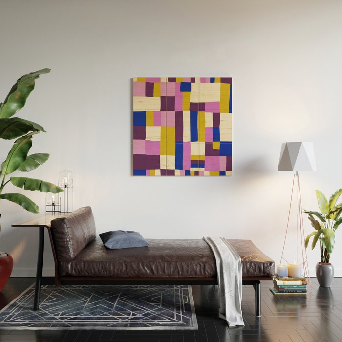 Abstract quilt, purple Wood Wall Art Gallery Image 2