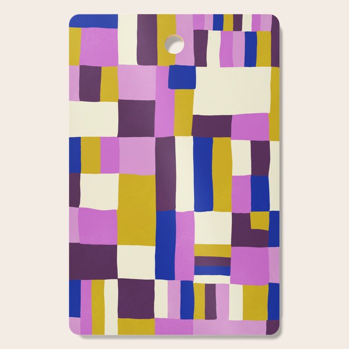Abstract quilt, purple Cutting Board Gallery Image 1