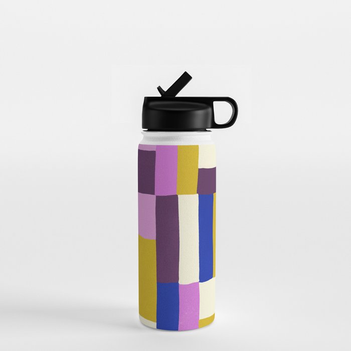 Abstract quilt, purple Water Bottle Gallery Image 1