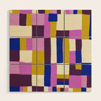Abstract quilt, purple Wood Wall Art Gallery Image 1