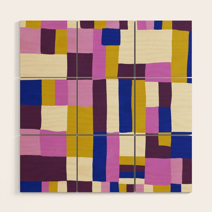 Abstract quilt, purple Wood Wall Art Gallery Image 1