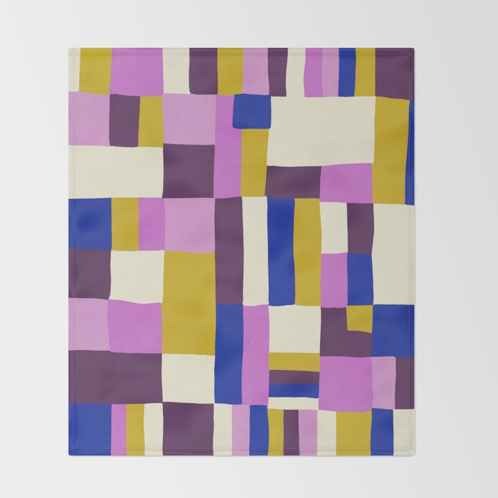 Abstract quilt, purple Throw Blanket Gallery Image 2