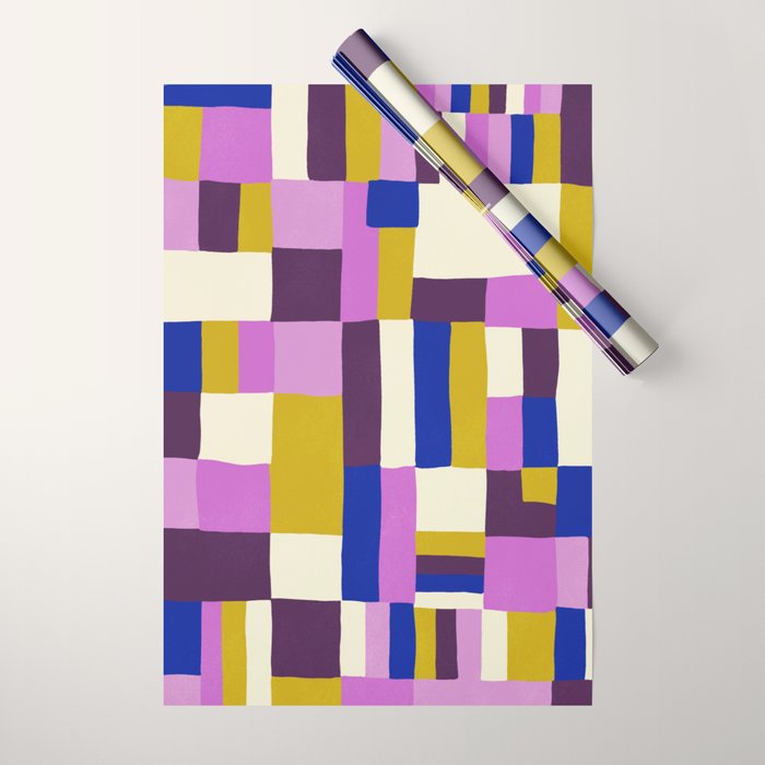 Abstract quilt, purple Wrapping Paper Gallery Image 1