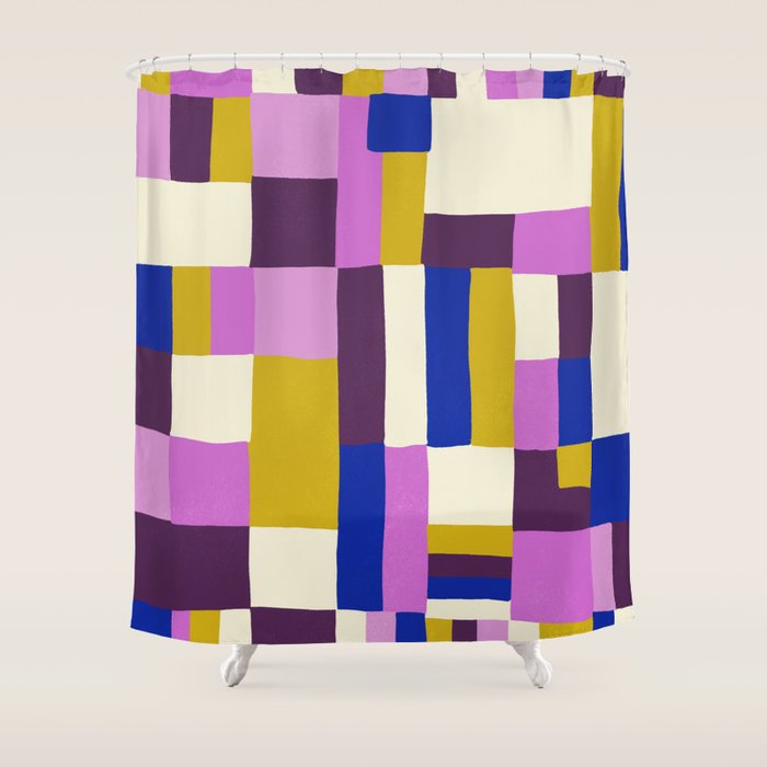 Abstract quilt, purple Shower Curtain Gallery Image 1