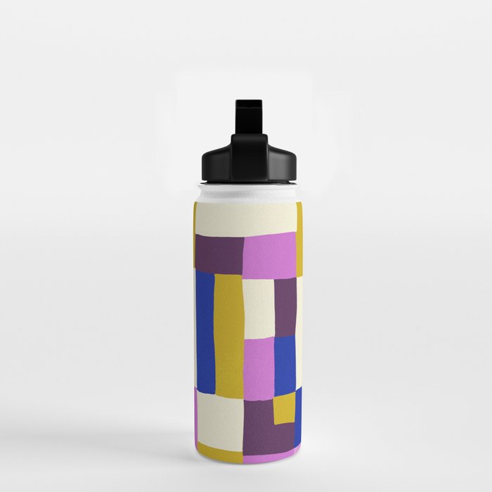 Abstract quilt, purple Water Bottle Gallery Image 2