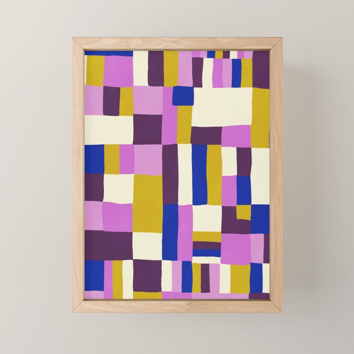 Abstract quilt, purple Mini Art Print Gallery Image 1