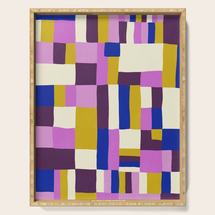 Abstract quilt, purple Serving Tray Gallery Image 1