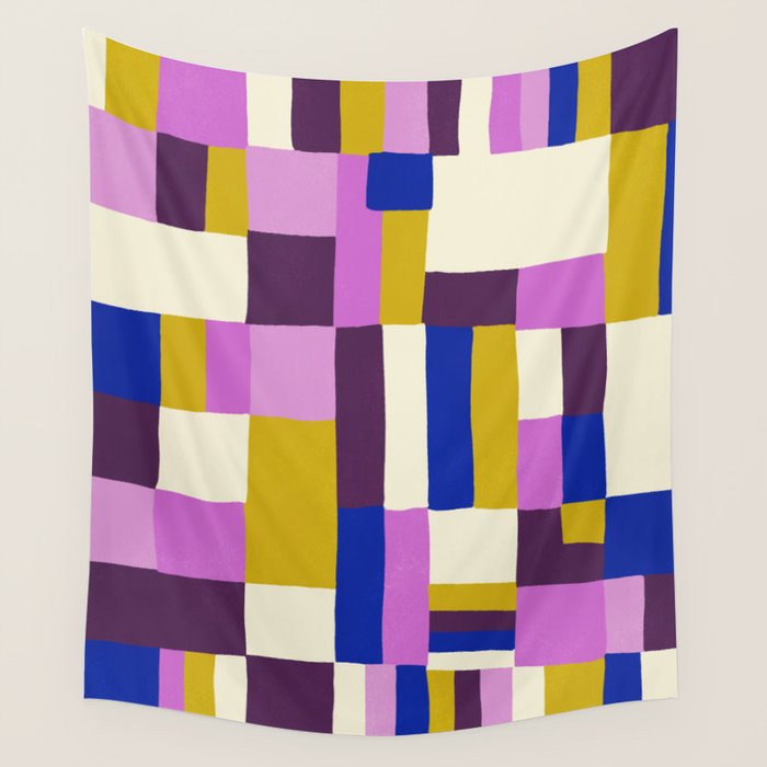 Abstract quilt, purple Wall Tapestry Gallery Image 1