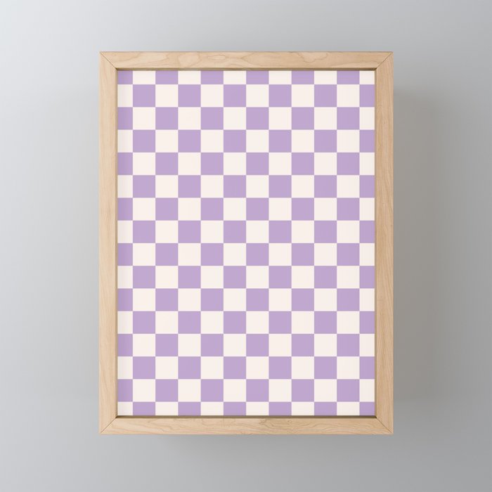Check Checkered Purple Lilac Lavender Checkerboard Geometric Square Grid Pattern Boho Modern Minimal Mini Art Print Gallery Image 1