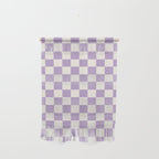 Check Checkered Purple Lilac Lavender Checkerboard Geometric Square Grid Pattern Boho Modern Minimal Wall Hanging Gallery Image 1