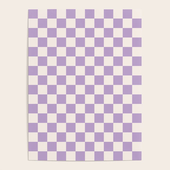 Check Checkered Purple Lilac Lavender Checkerboard Geometric Square Grid Pattern Boho Modern Minimal Poster Gallery Image 4