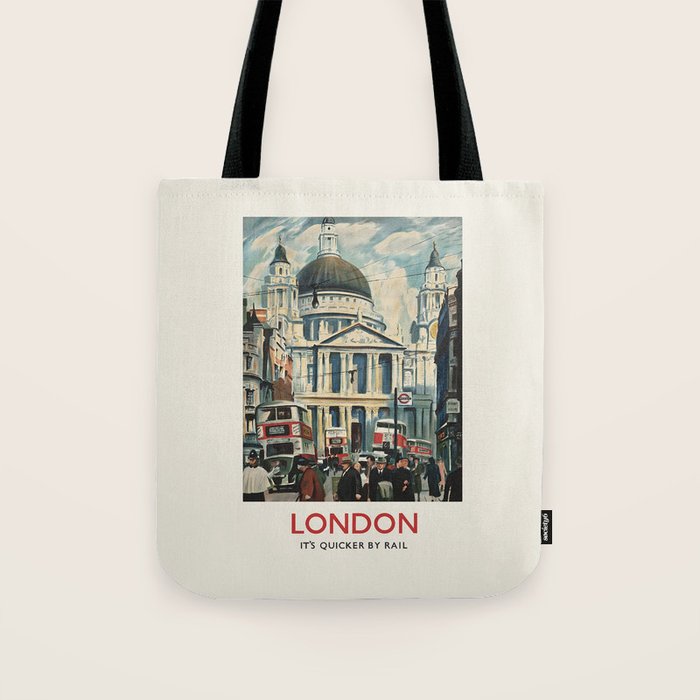 London, It's Quicker by Rail, 1939 Tote Bag Gallery Image 1