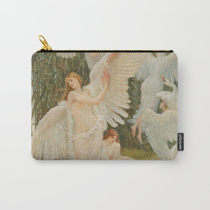 White Swans and the Maidens angelic garden landscape painting by Walter Crane  Carry All Pouch Gallery Image 1