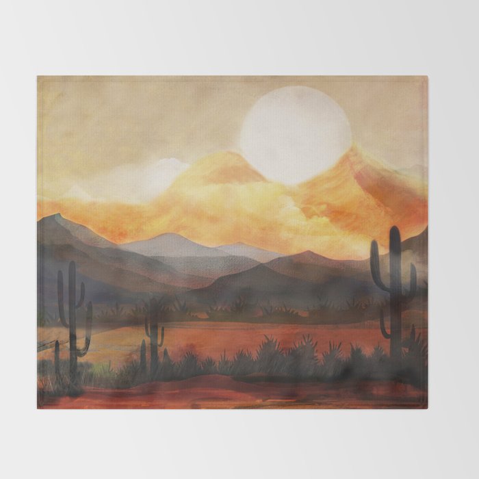 Desert in the Golden Sun Glow Throw Blanket Gallery Image 2