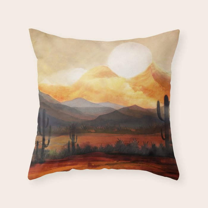 Desert in the Golden Sun Glow Throw Pillow Gallery Image 1