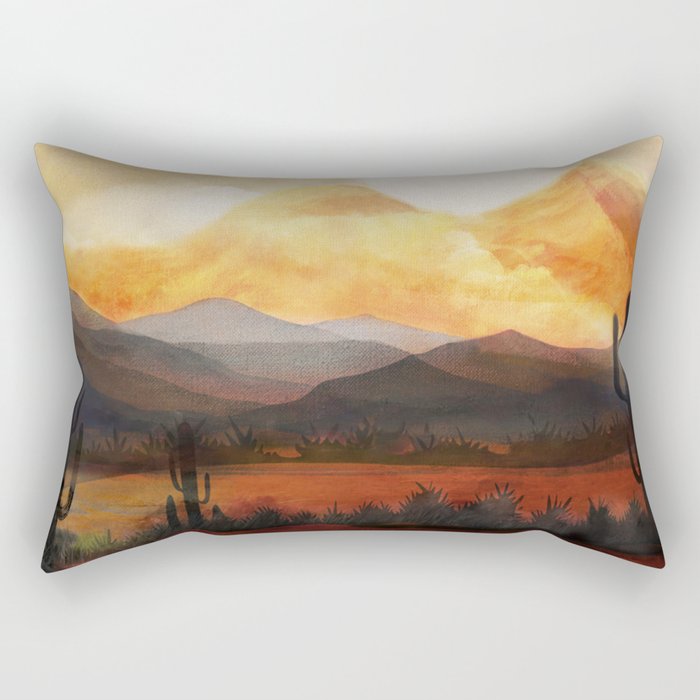 Desert in the Golden Sun Glow Rectangular Pillow Gallery Image 2