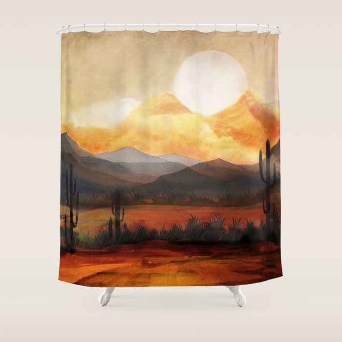 Desert in the Golden Sun Glow Shower Curtain Gallery Image 1