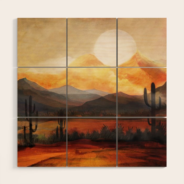 Desert in the Golden Sun Glow Wood Wall Art Gallery Image 1