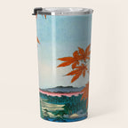Maple Trees at Mama, Tekona Shrine and Tsugi Bridge (Mama no momiji, Tekona no yashiro, Tsugihashi), from the series âOne Hundred Famous Views of Edo Utagawa Hiroshige Vintage Japanese Woodblock Print East Asian Cultural Antique Art  Travel Mug Gallery Image 3