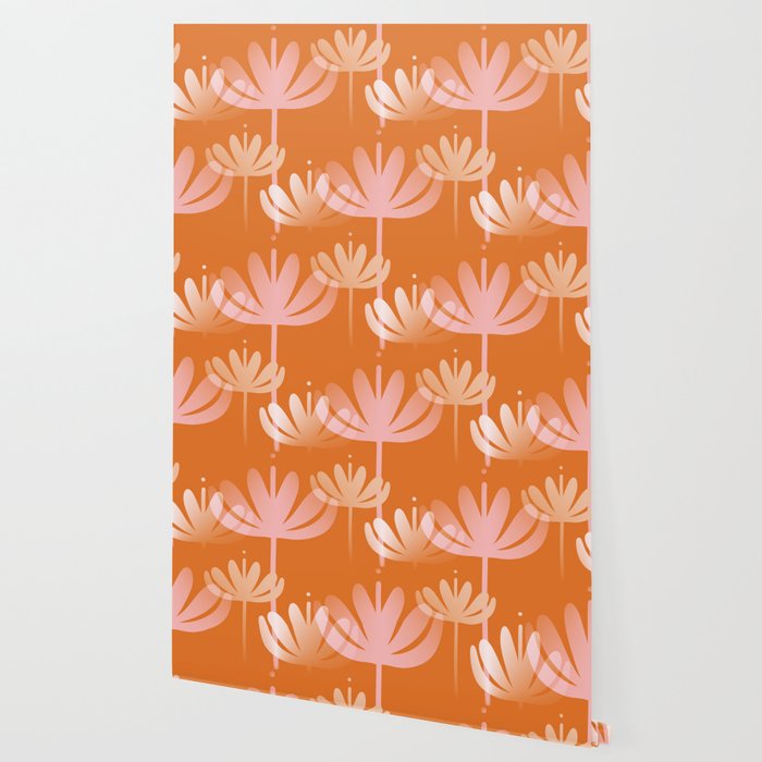 Bali Flowers Cheerful Floral Pattern in Pink and Orange Wallpaper Gallery Image 2