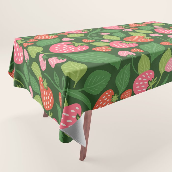 Wild Strawberries - green Tablecloth Gallery Image 1