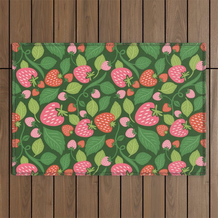 Wild Strawberries - green Outdoor Rug Gallery Image 1