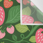 Wild Strawberries - green Wall Tapestry Gallery Image 3