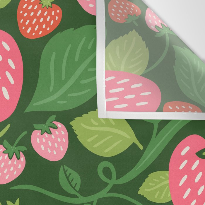Wild Strawberries - green Wall Tapestry Gallery Image 3