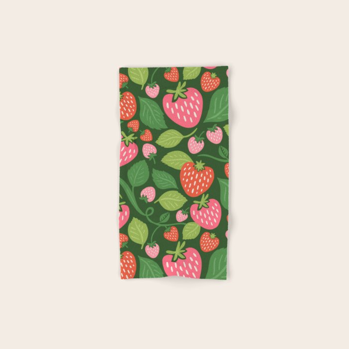 Wild Strawberries - green Bath Towel Gallery Image 1