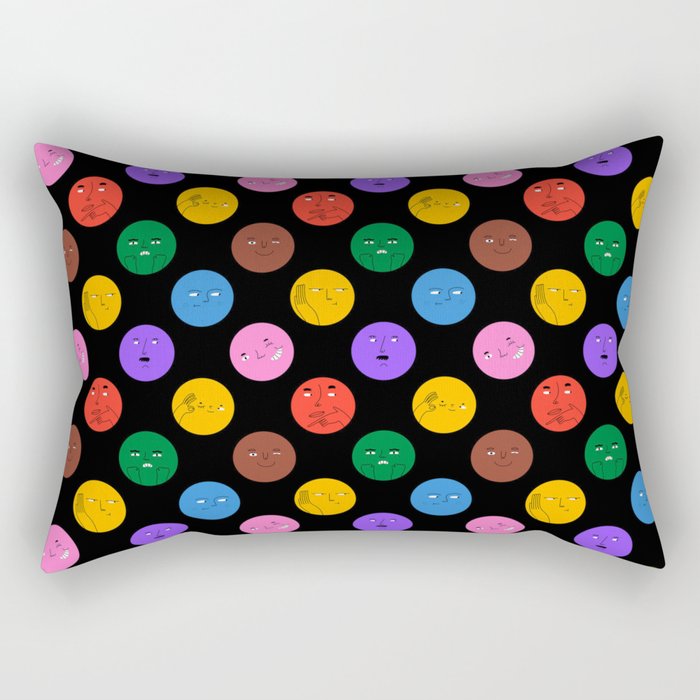 Funny colorful cartoon character face pattern Rectangular Pillow Gallery Image 2