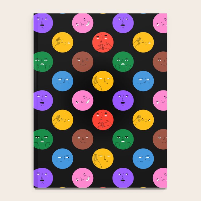 Funny colorful cartoon character face pattern Notebook Gallery Image 4