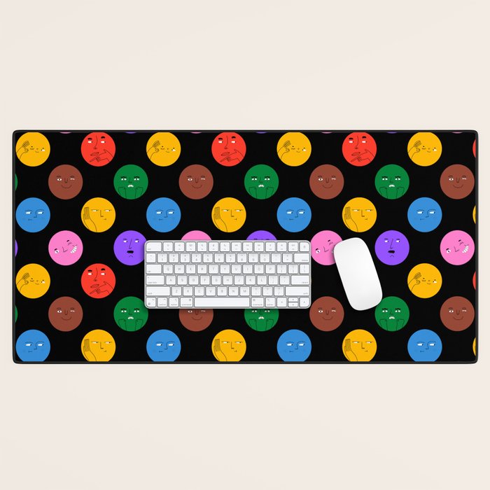 Funny colorful cartoon character face pattern Desk Mat Gallery Image 1