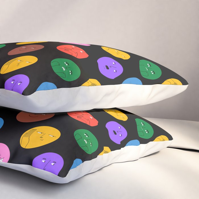 Funny colorful cartoon character face pattern Pillow Sham Gallery Image 3