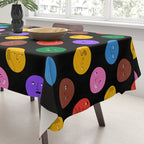 Funny colorful cartoon character face pattern Tablecloth Gallery Image 3