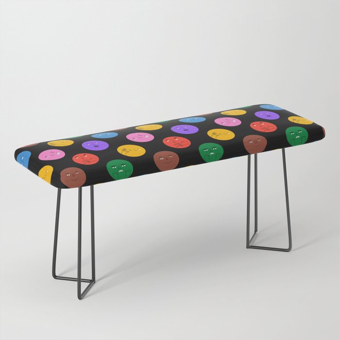 Funny colorful cartoon character face pattern Bench Gallery Image 1