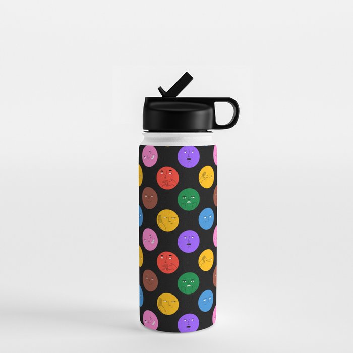Funny colorful cartoon character face pattern Water Bottle Gallery Image 1