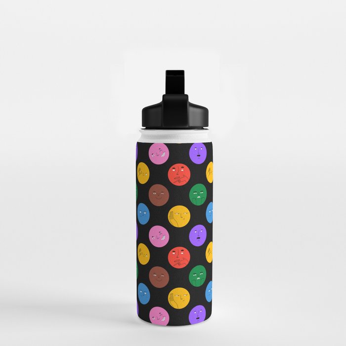Funny colorful cartoon character face pattern Water Bottle Gallery Image 2